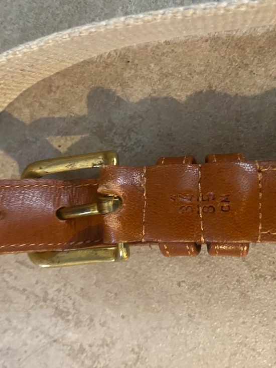 Vintage Coach 3810 Canvas Belt Leather trim Tan 34 85 cm nice main image 5